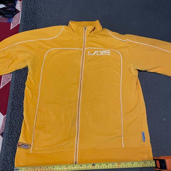 SLIDE YELLOW / Gold  Retro Style Track Suit jacket - Picture 2 of 7